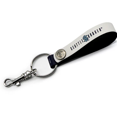 White Seattle Kraken Personalized Leather Loop Keychain