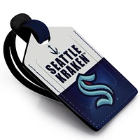 White Seattle Kraken Personalized Leather Luggage Tag