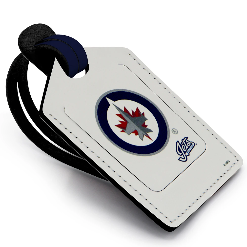 White Winnipeg Jets Personalized Leather Luggage Tag