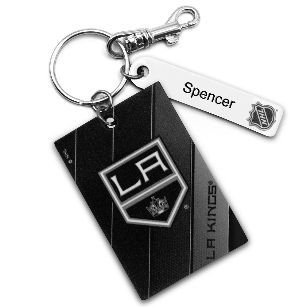 Black Los Angeles Kings Personalized Leather Rectangle Keychain