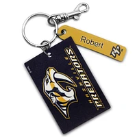 Navy Nashville Predators Personalized Leather Rectangle Keychain