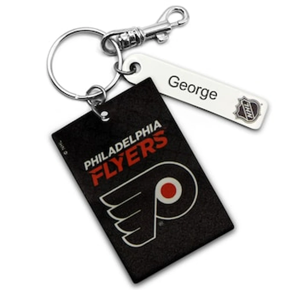 Black Philadelphia Flyers Personalized Leather Rectangle Keychain