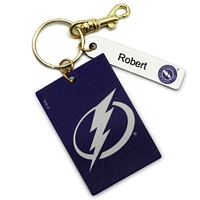 Blue Tampa Bay Lightning Personalized Leather Rectangle Keychain