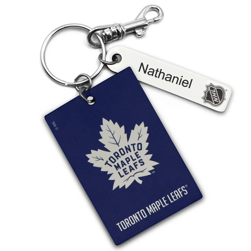 Blue Toronto Maple Leafs Personalized Leather Rectangle Keychain