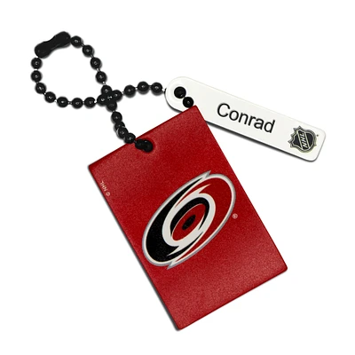 Red Carolina Hurricanes Personalized Leather Rectangle Bag Tag