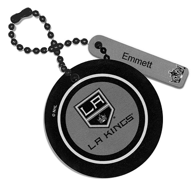 Black Los Angeles Kings Personalized Leather Round Bag Tag