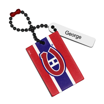 Red Montreal Canadiens Personalized Leather Rectangle Bag Tag