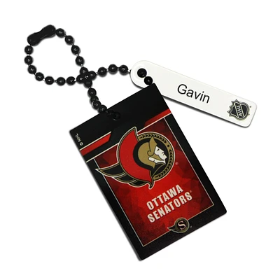 Black Ottawa Senators Personalized Leather Rectangle Bag Tag