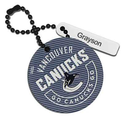 Blue Vancouver Canucks Personalized Leather Round Bag Tag