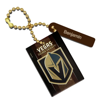 Black Vegas Golden Knights Personalized Leather Rectangle Team Bag Tag