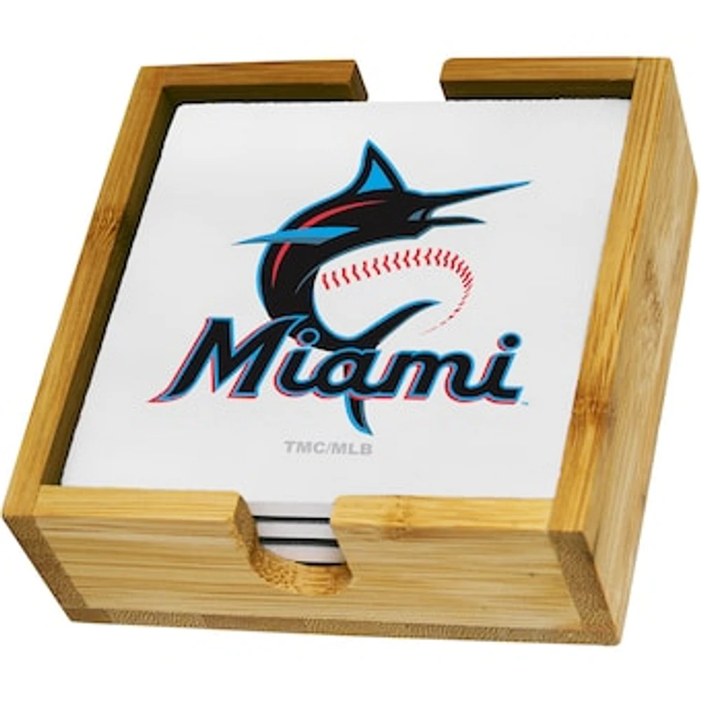 Miami Marlins Team Logo Four-Pack Square Coaster Set