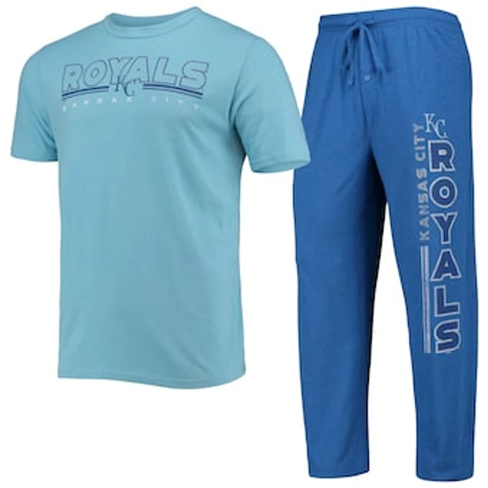 Men's Concepts Sport Royal/Light Blue Kansas City Royals Meter T-Shirt and Pants Sleep Set