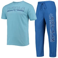Men's Concepts Sport Royal/Light Blue Kansas City Royals Meter Top and Pants Sleep Set