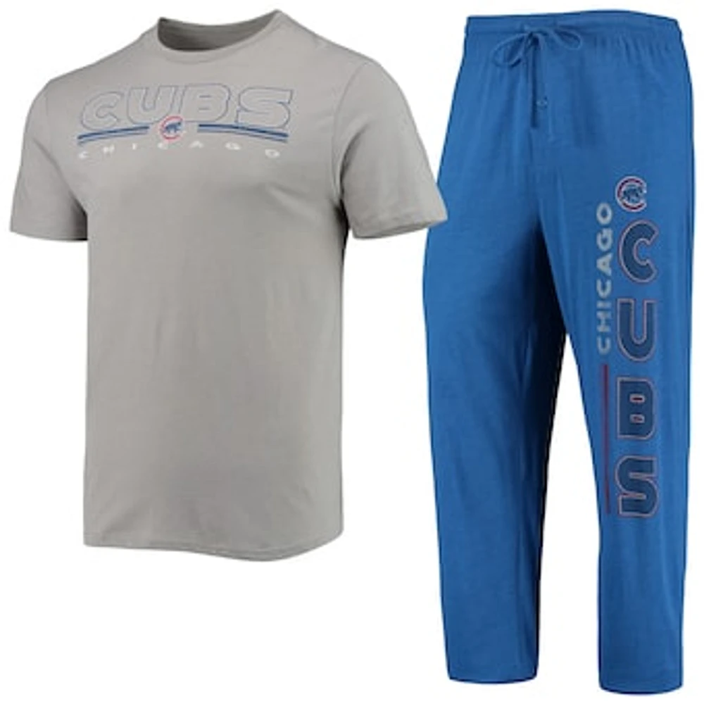 Men's Concepts Sport Royal/Gray Chicago Cubs Meter T-Shirt and Pants Sleep Set