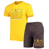 Men's Concepts Sport Brown/Gold San Diego Padres Meter T-Shirt and Shorts Sleep Set