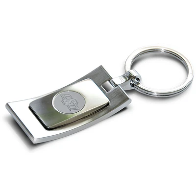 Silver Oklahoma State Cowboys Curve Key Ring