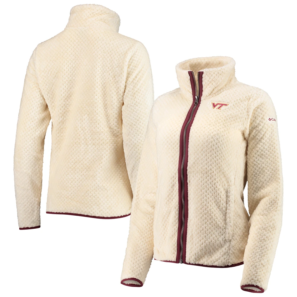 Women's Columbia Cream Virginia Tech Hokies Fireside II Sherpa Full-Zip Jacket