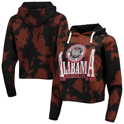 Women's Original Retro Brand Black Alabama Crimson Tide Vault Vintage Cropped Pullover Raglan Hoodie