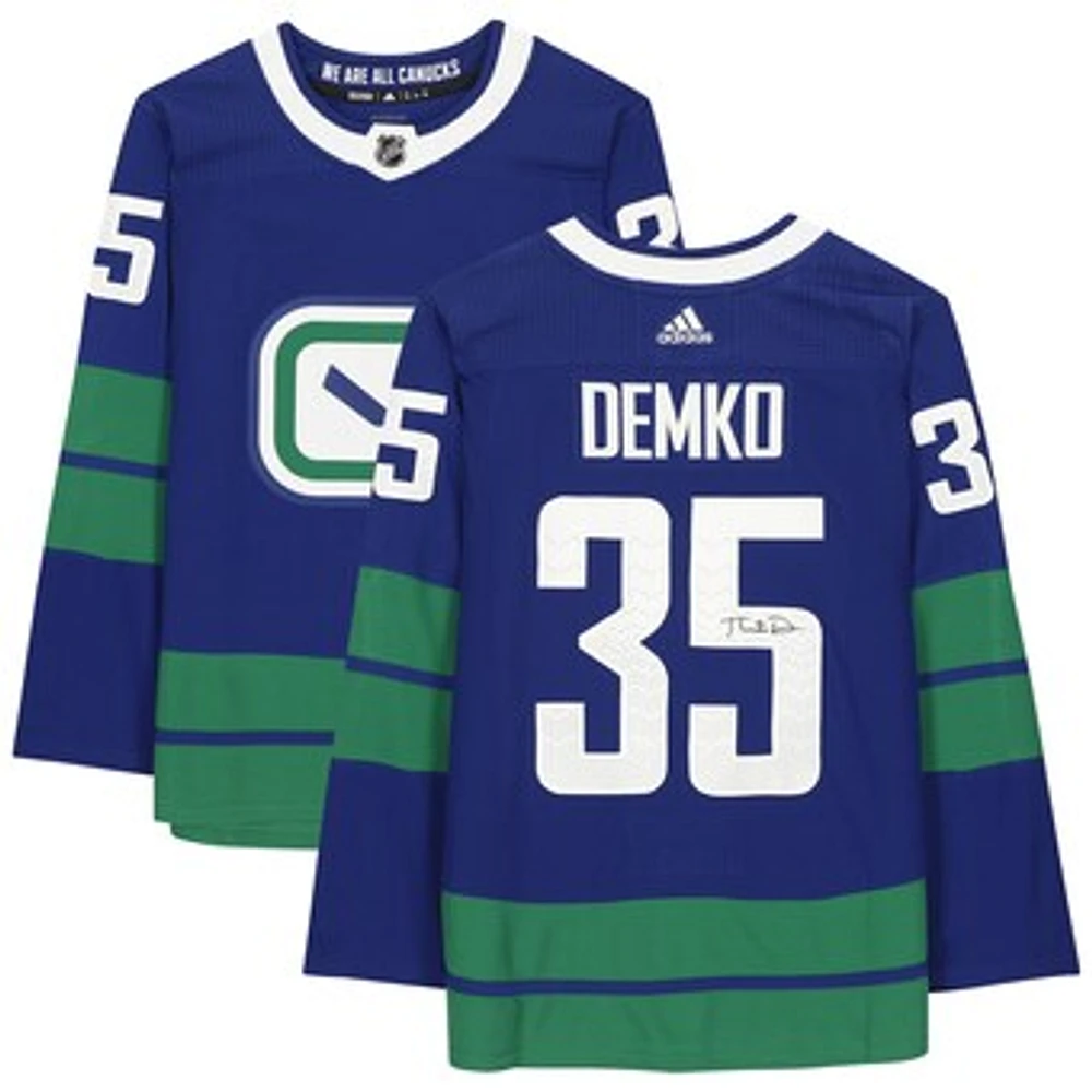 Thatcher Demko Vancouver Canucks Autographed Blue adidas Alternate Authentic Jersey