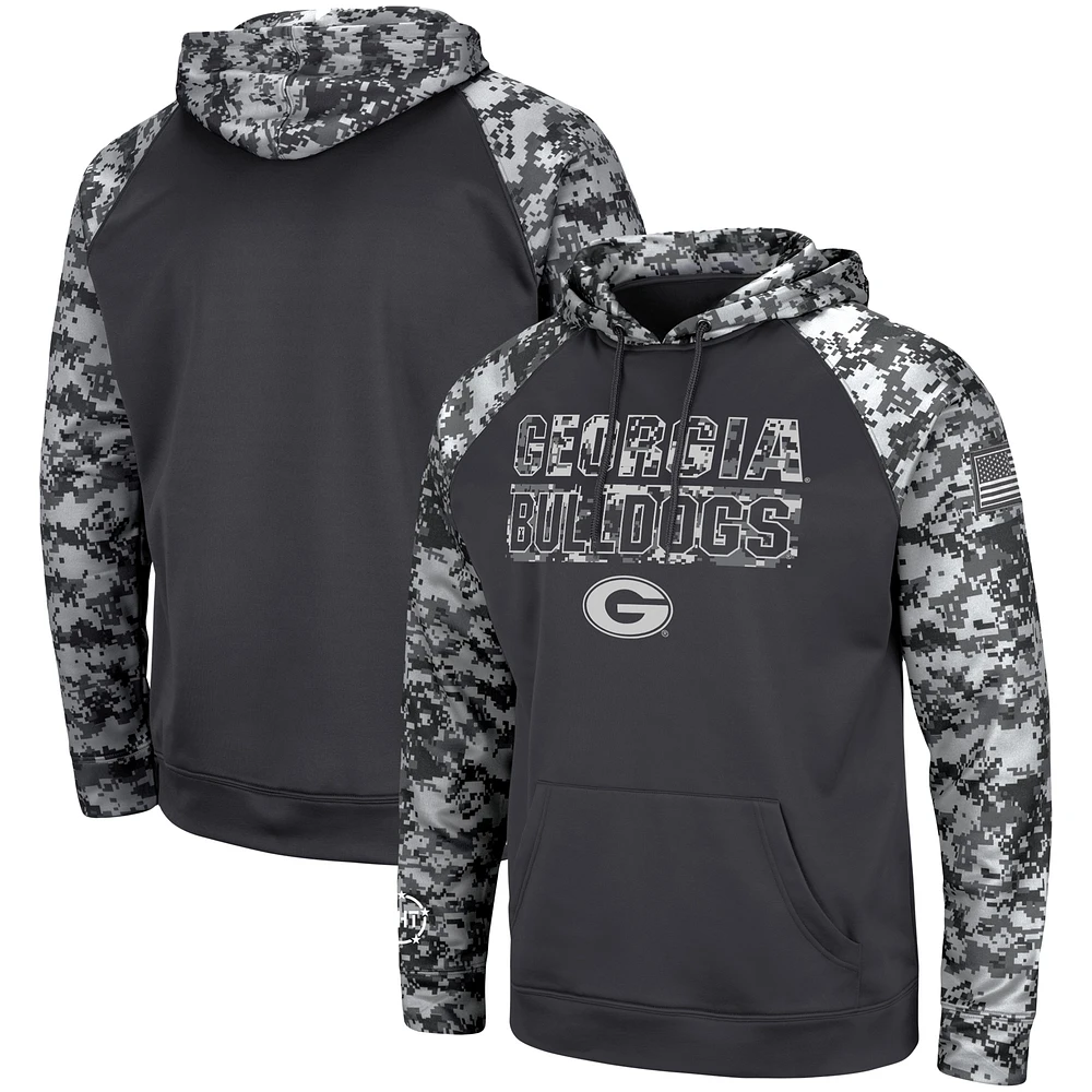 Men's Colosseum Charcoal Georgia Bulldogs OHT Military Appreciation Digital Camo Pullover Hoodie