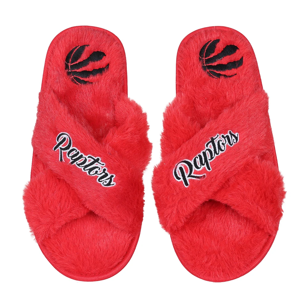 Women's FOCO Toronto Raptors Script Cross - Slide Slippers