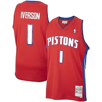 Men's Mitchell & Ness Allen Iverson Red Detroit Pistons  2008/09 Hardwood Classics Swingman Jersey