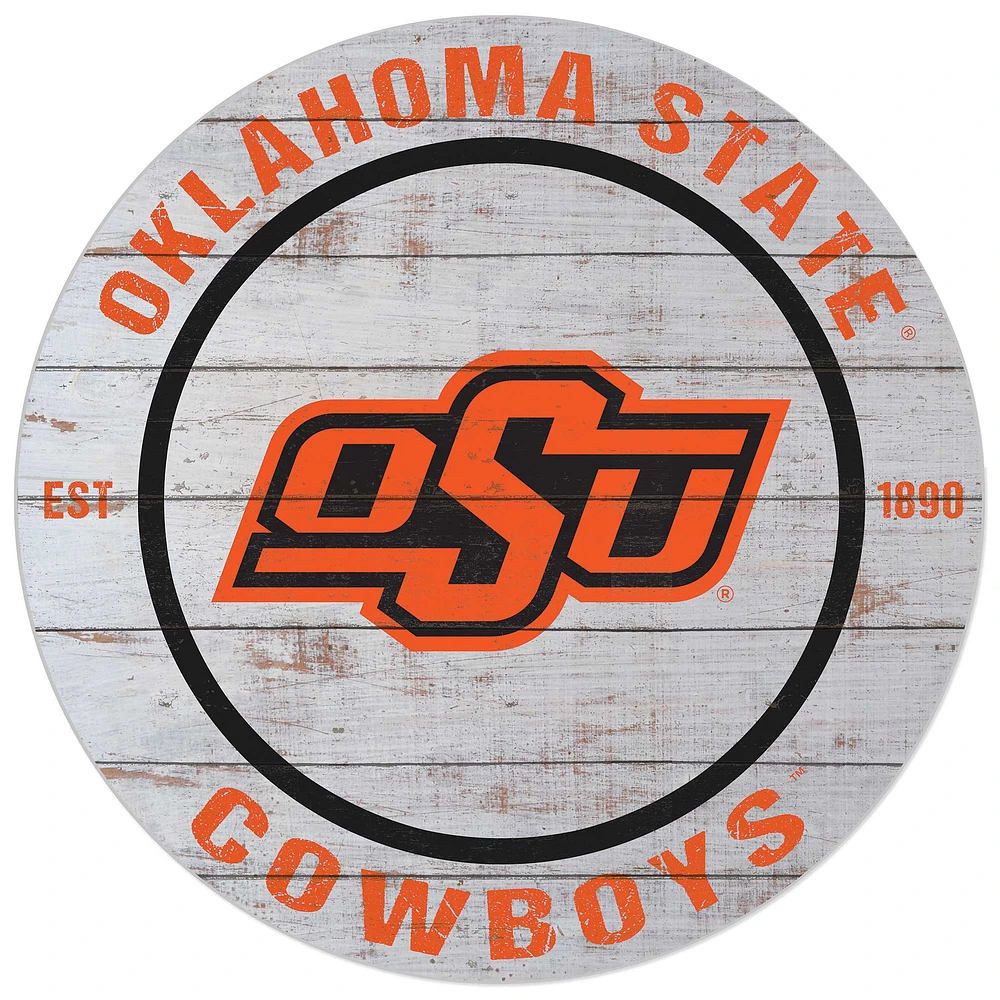 Oklahoma State Cowboys 20'' x 20'' Indoor/Outdoor Weathered Circle Sign