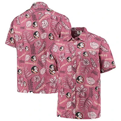 Men's Wes & Willy Garnet Florida State Seminoles Vintage Floral Button-Up Shirt