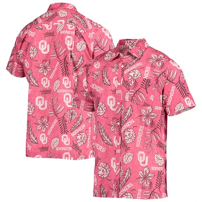 Men's Wes & Willy Crimson Oklahoma Sooners Vintage Floral Button-Up Shirt