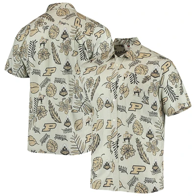 Men's Wes & Willy Tan Purdue Boilermakers Vintage Floral Button-Up Shirt