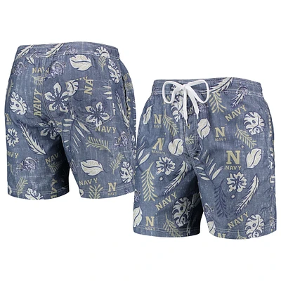 Men's Wes & Willy Navy Midshipmen Vintage Floral Swim Trunks