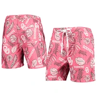 Men's Wes & Willy Crimson Oklahoma Sooners Vintage Floral Swim Trunks