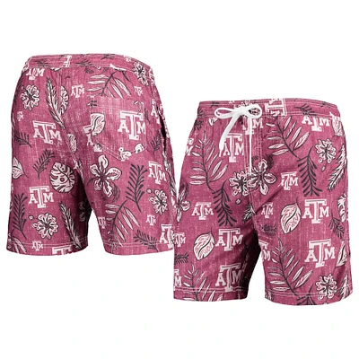 Men's Wes & Willy Maroon Texas A&M Aggies Vintage Floral Swim Trunks