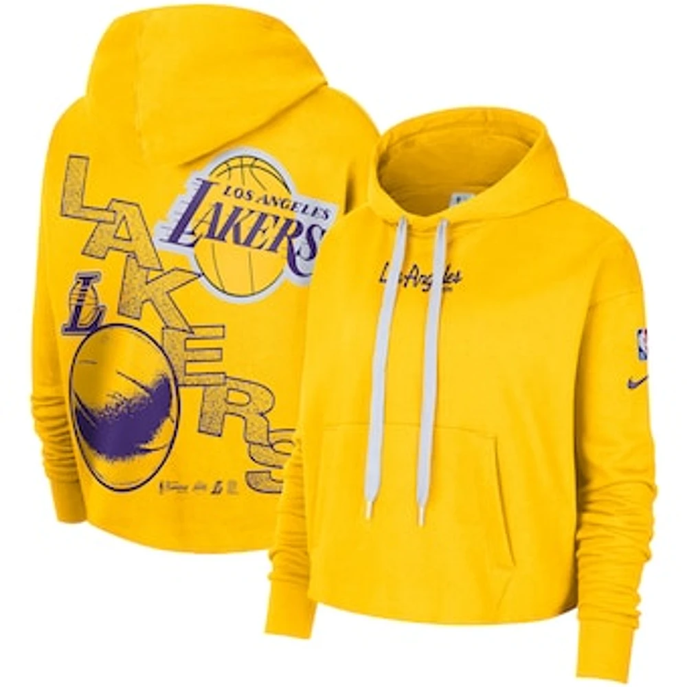 Women's Nike Gold Los Angeles Lakers Courtside Team Cropped Pullover Hoodie