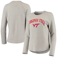 Women's Heathered Gray Virginia Tech Hokies Seaside Striped French Terry Raglan Pullover Sweatshirt