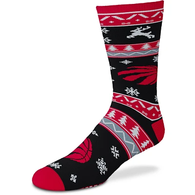 Youth For Bare Feet Toronto Raptors Holiday Pattern - Crew Socks