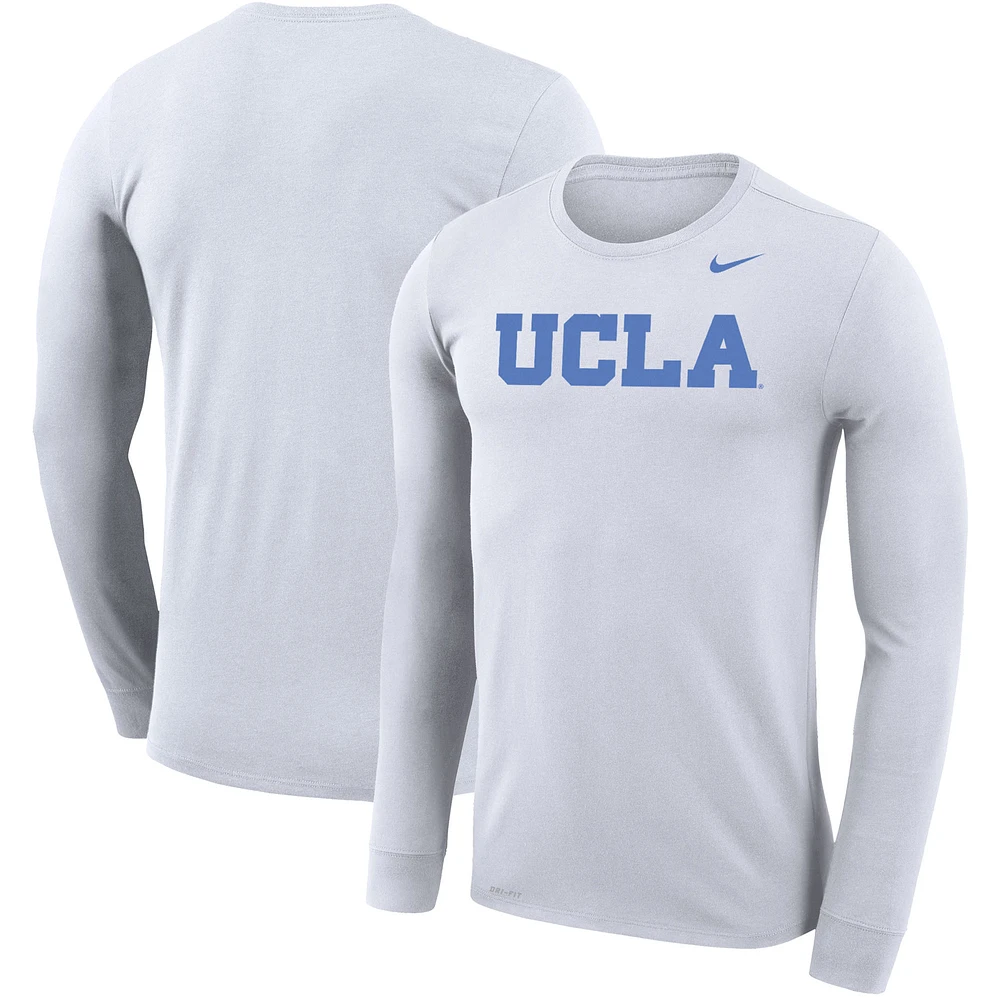 Men's Nike White UCLA Bruins Legend Wordmark Performance Long Sleeve T-Shirt