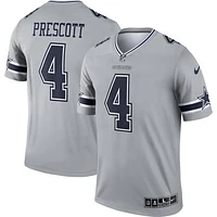 Men's Nike Dak Prescott  Gray Dallas Cowboys Inverted Legend Player Performance Top