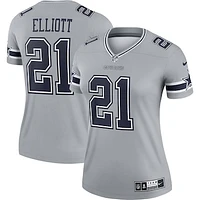 Women's Nike Ezekiel Elliott Gray Dallas Cowboys Inverted Legend Player Performance Top