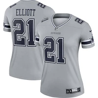 Women's Nike Ezekiel Elliott Gray Dallas Cowboys Inverted Legend Player Performance Top