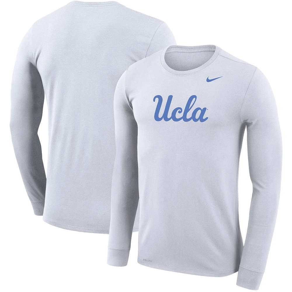 Men's Nike White UCLA Bruins Legend Wordmark Performance Long Sleeve T-Shirt