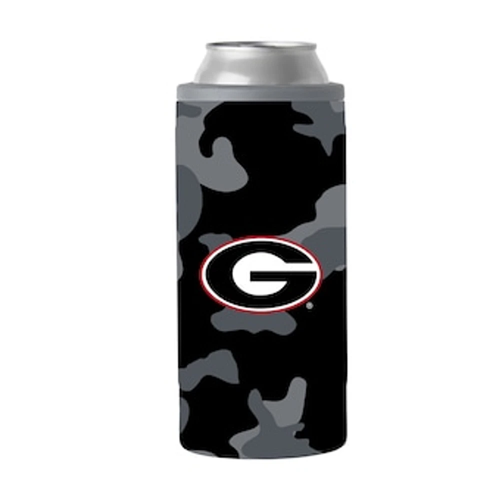 Georgia Bulldogs 12oz. Black Camo Slim Can Cooler