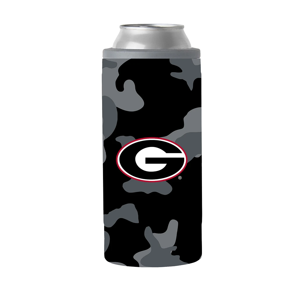 Georgia Bulldogs 12oz. Black Camo Slim Can Cooler