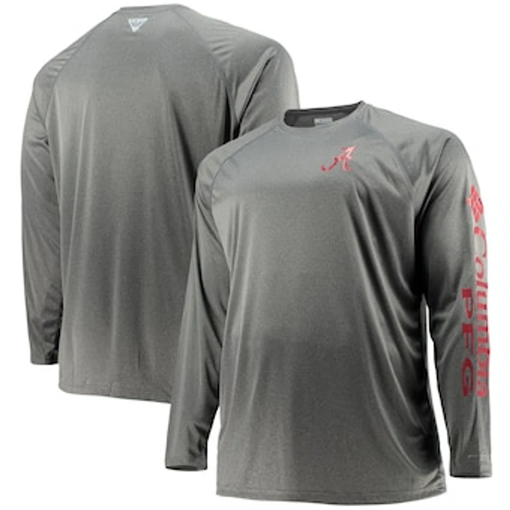 Men's Columbia Charcoal Alabama Crimson Tide Big & Tall Terminal Tackle Omni-Shade Long Sleeve Raglan T-Shirt