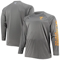 Men's Columbia Charcoal Tennessee Volunteers Big & Tall Terminal Tackle Omni-Shade Long Sleeve Raglan T-Shirt