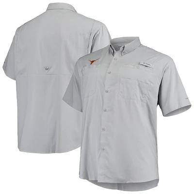 Men's Columbia Gray Texas Longhorns Big & Tall Tamiami Omni-Shade Button-Down Shirt