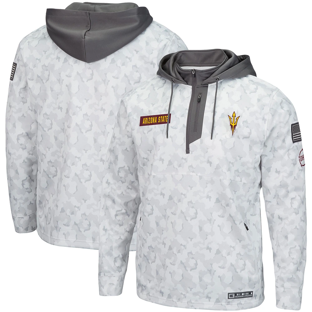 Men's Colosseum Arctic Camo Arizona State Sun Devils OHT Military Appreciation Quarter-Zip Hoodie