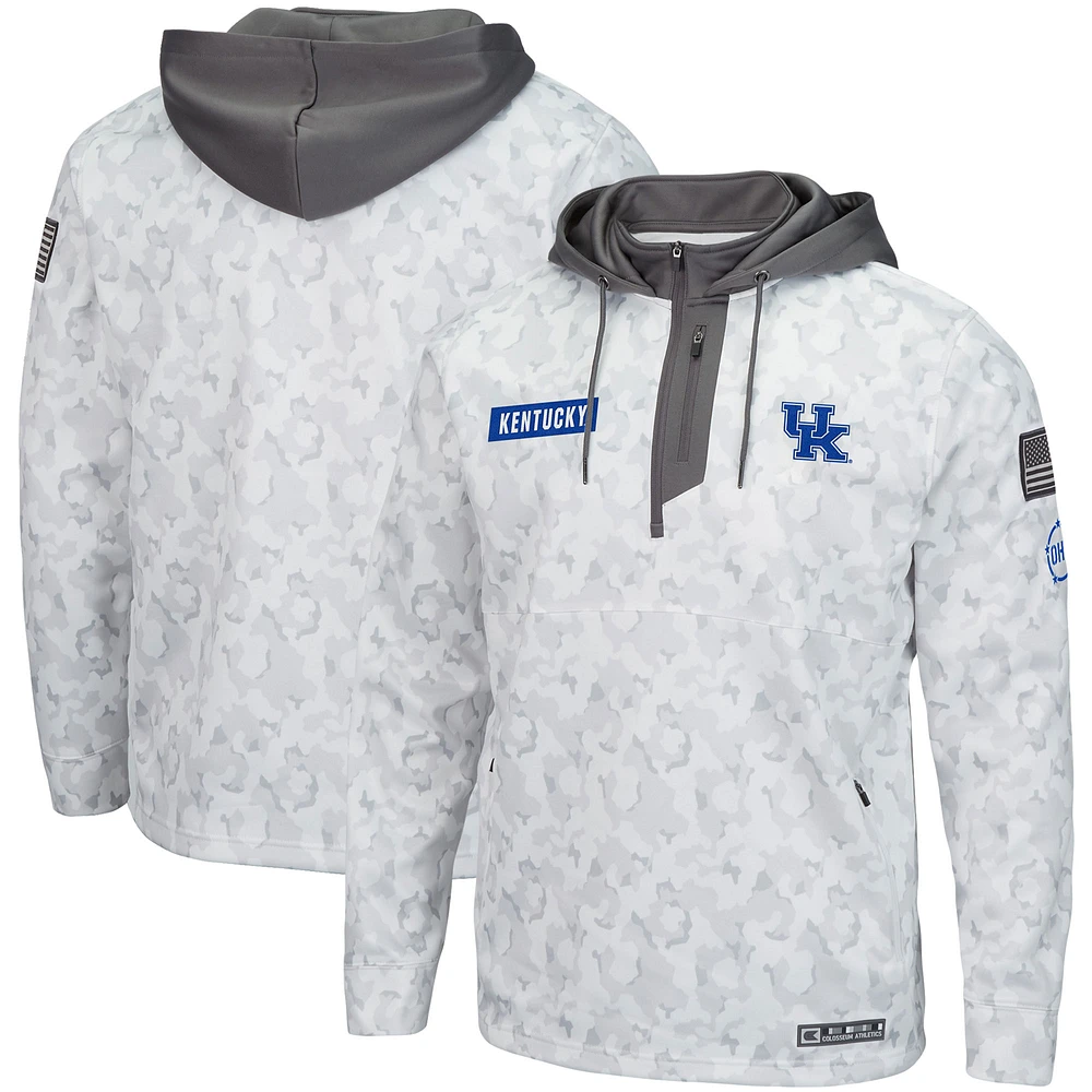 Men's Colosseum Arctic Camo Kentucky Wildcats OHT Military Appreciation Quarter-Zip Hoodie