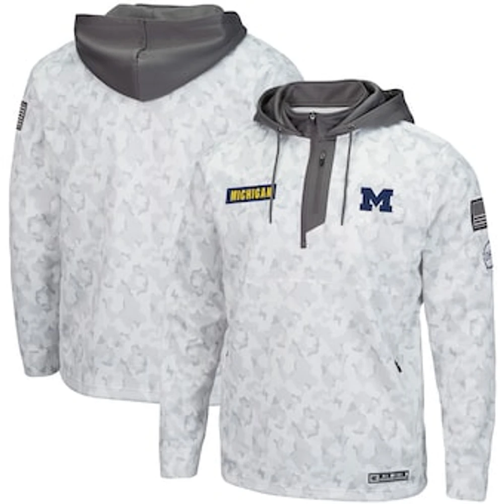 Men's Colosseum Arctic Camo Michigan Wolverines OHT Military Appreciation Quarter-Zip Hoodie