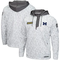 Men's Colosseum Arctic Camo Michigan Wolverines OHT Military Appreciation Quarter-Zip Hoodie